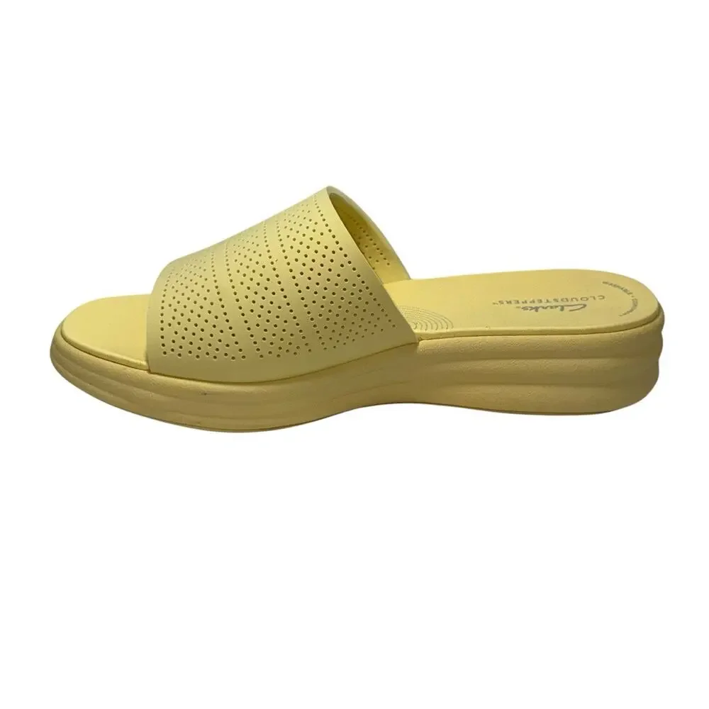 Clarks Drift Twist Light Yellow Platform Slide Sandals SZ/7W